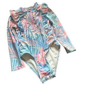 Tommy Bahama Baby Girl Floral Print Long Sleeve One Piece‎ Swimsuit 24M